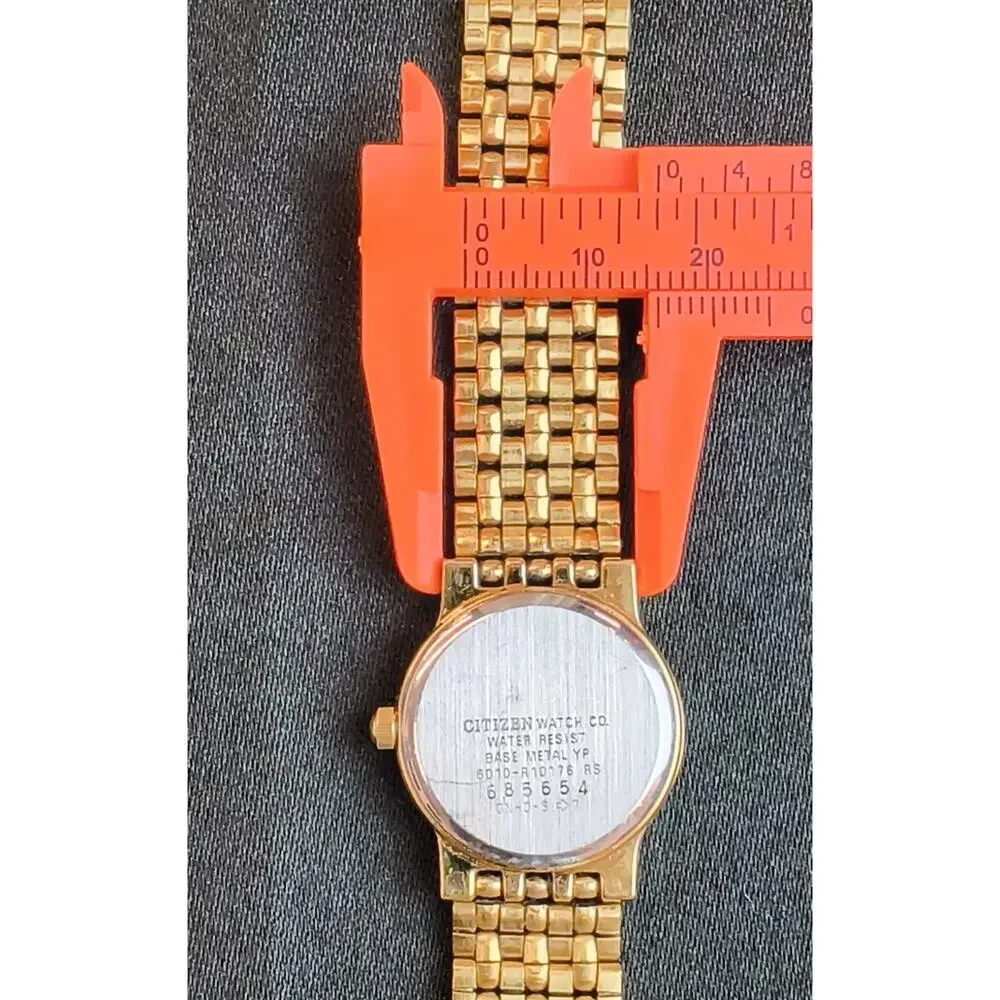 Citizen Quartz Gold Tone Women's Watch Black Dial Date Window #W5368